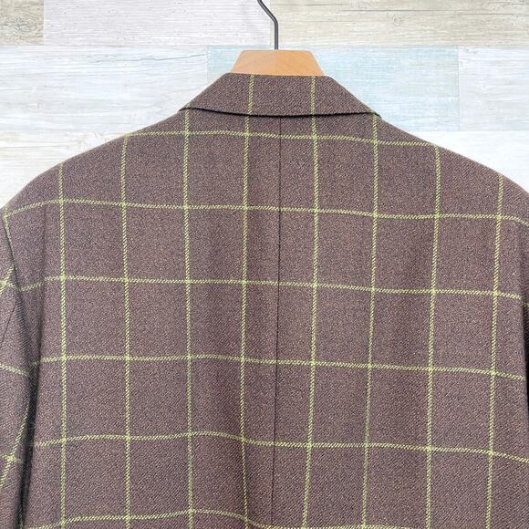 TailorByrd Flannel Windowpane Sport Coat Brown Wool Ticket Pocket Mens Large - Picture 6 of 8